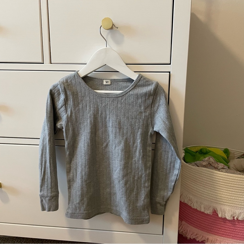 Goat Milk Size 6 Grey Long Sleeve Shirt Organic Cotton